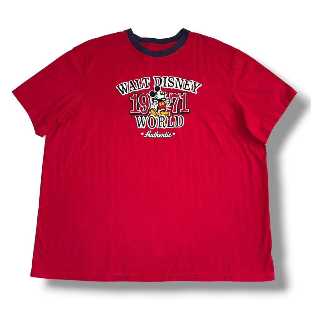 Disney Parks Mickey Mouse T-Shirt Mens 3XL Red Walt Disney World 1971 Ringer Tee
